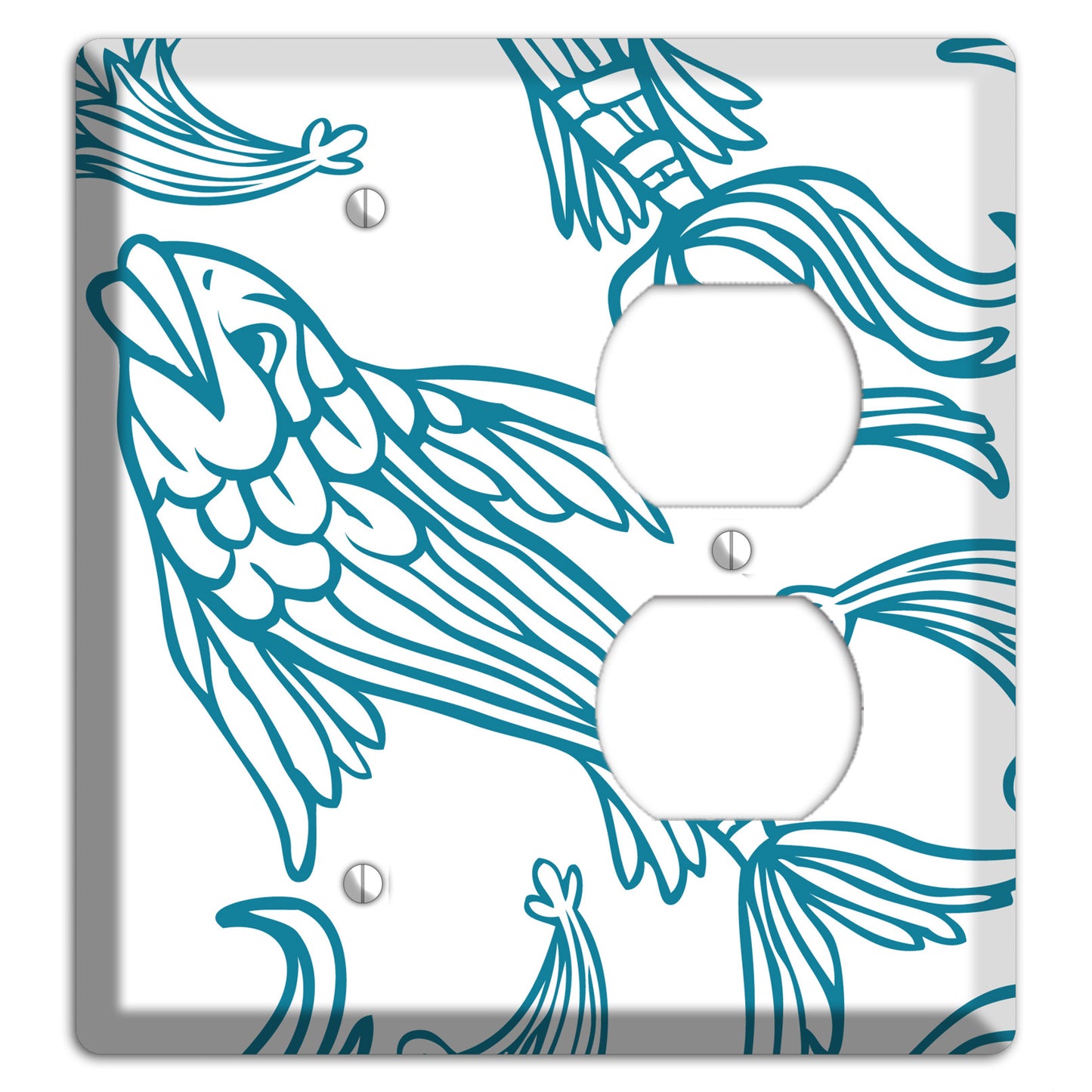 Teal and White Koi Blank / Duplex Wallplate