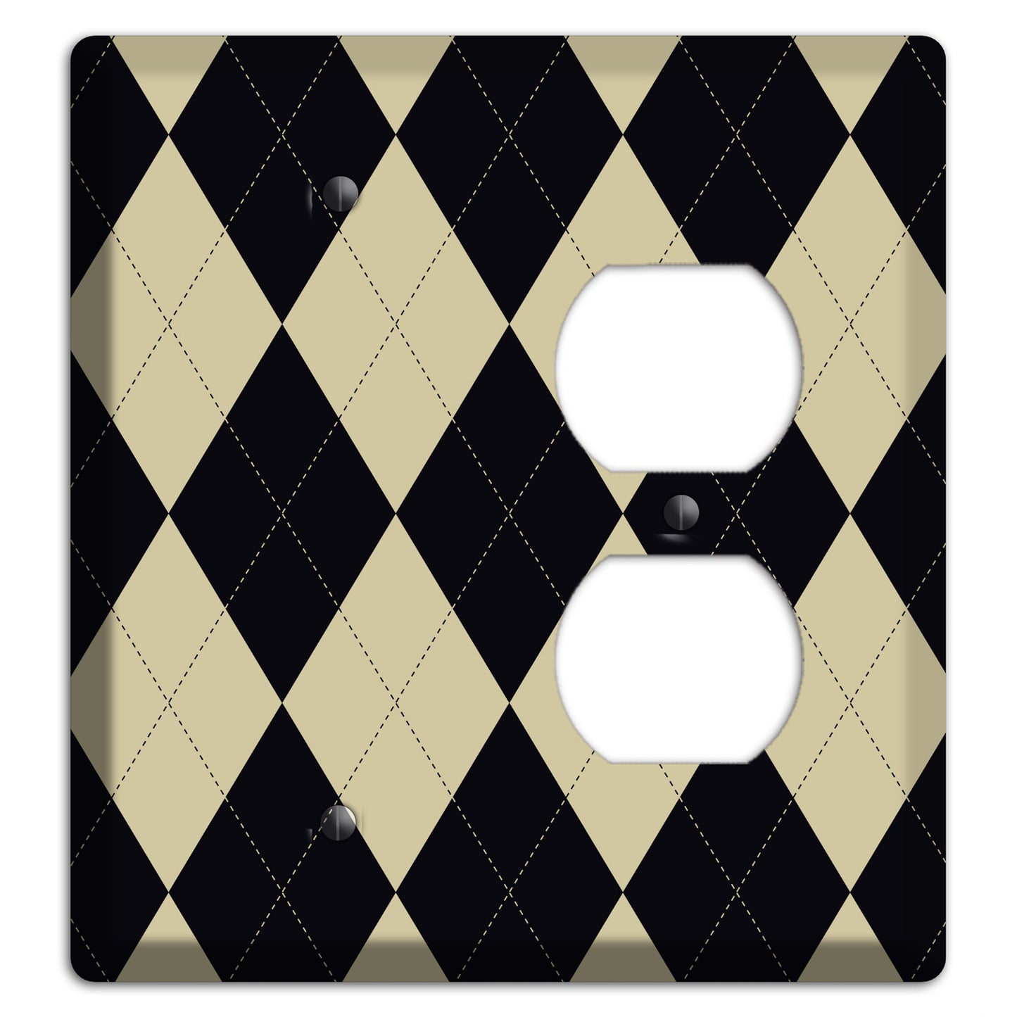 Tan and Black Argyle Blank / Duplex Wallplate