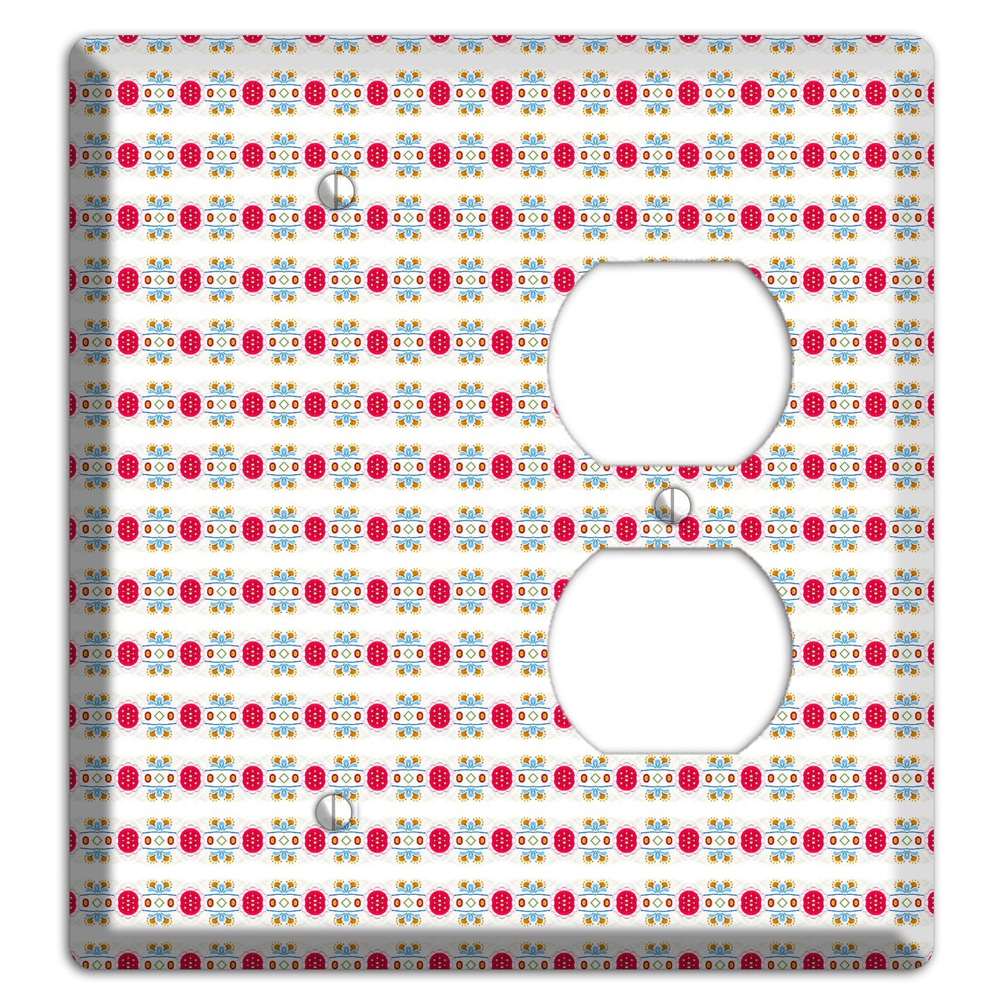 Off White with Red Blue Olive Tapestry Blank / Duplex Wallplate