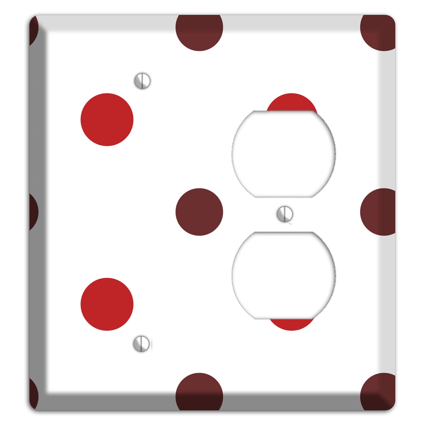 Red and Brown Medium Polka Dots Blank / Duplex Wallplate