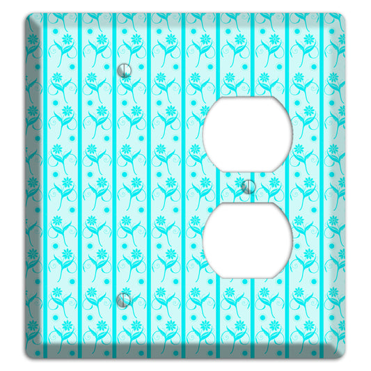 Teal Floral Pattern Blank / Duplex Wallplate