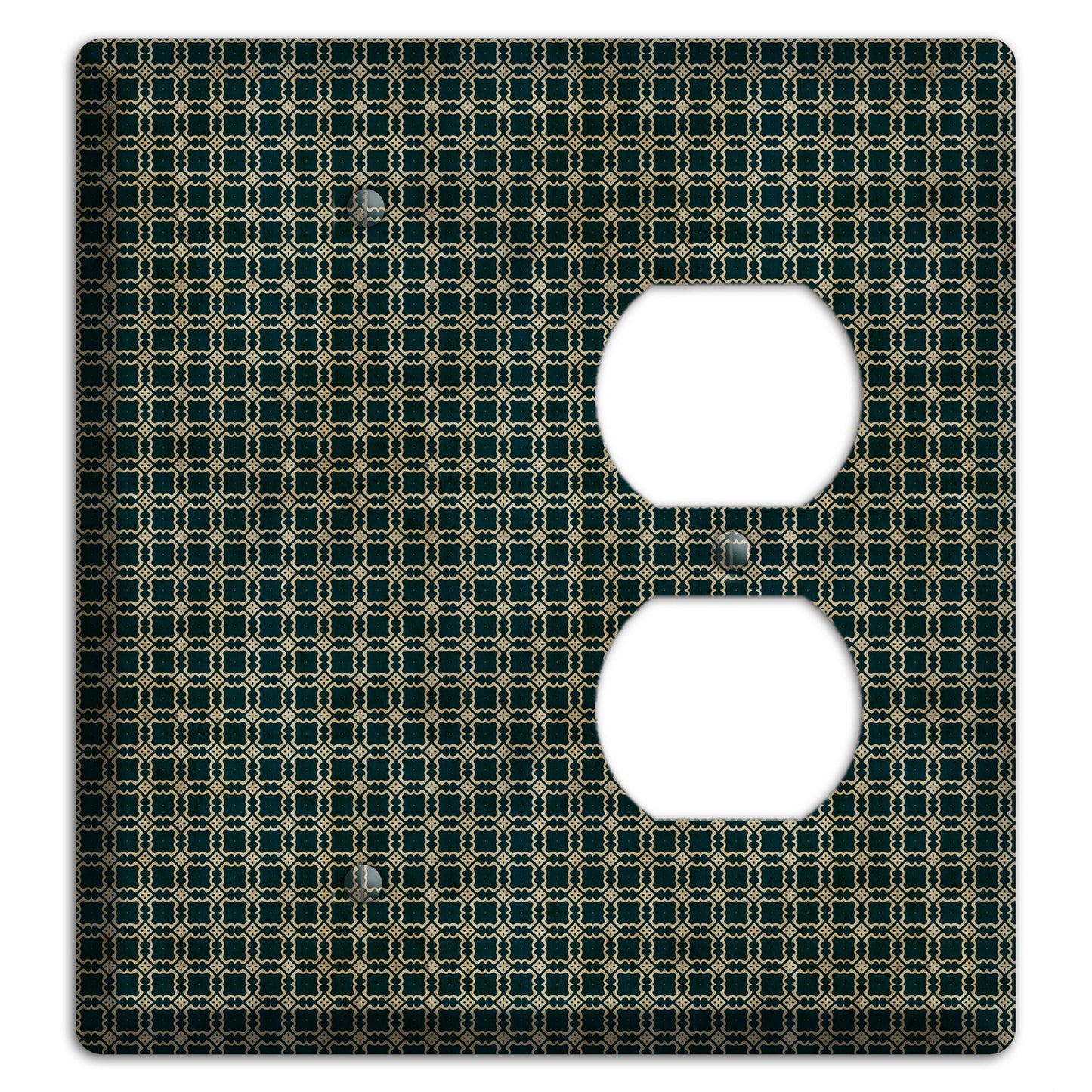 Dark Green Grunge Tiled Tiny Arabesque Blank / Duplex Wallplate