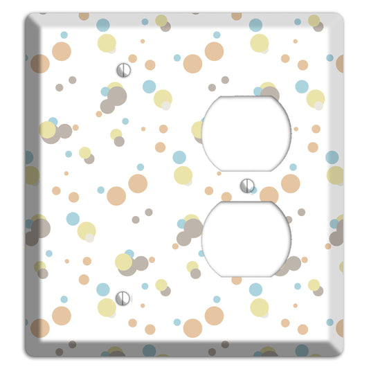 White with Soft Sage Blue and Umber Small Dots Blank / Duplex Wallplate