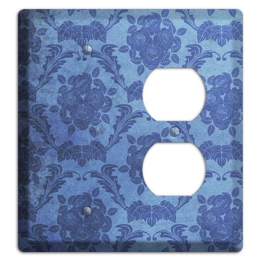 Polo Blue Vintage Rose Damask Blank / Duplex Wallplate