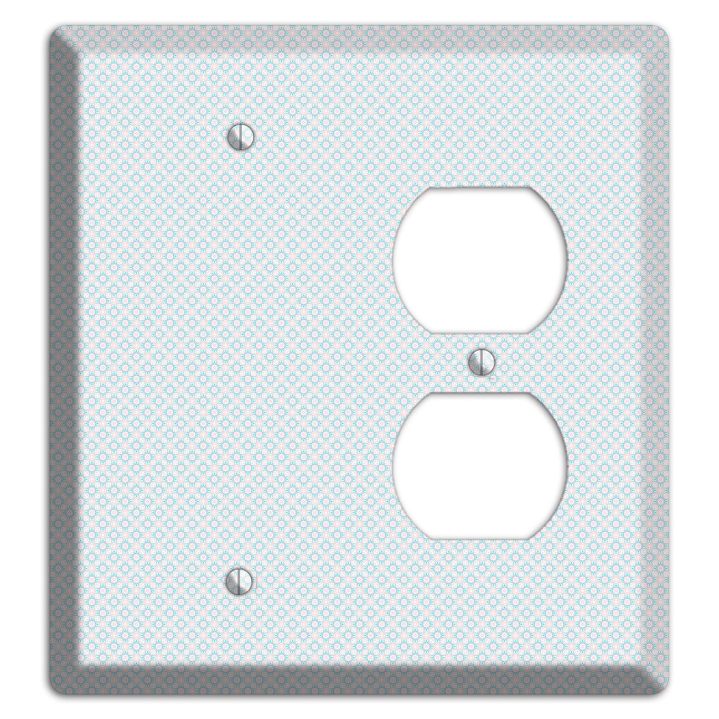 White with Light Blue Tiny Arabesque Blank / Duplex Wallplate