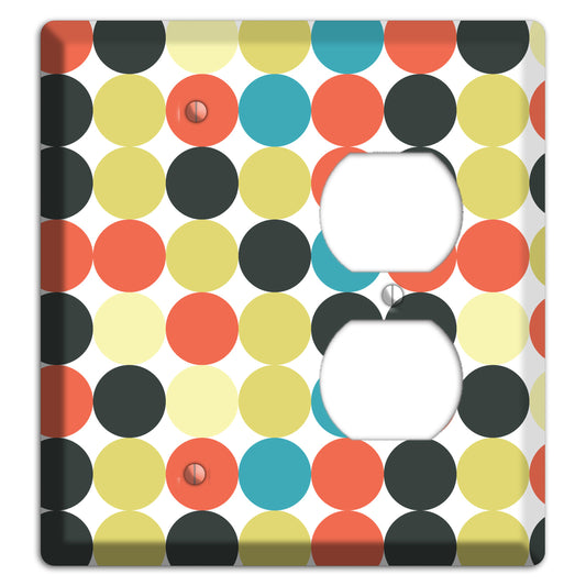 Coral Black Yellow Olive Blue Aqua Tiled Dots Blank / Duplex Wallplate