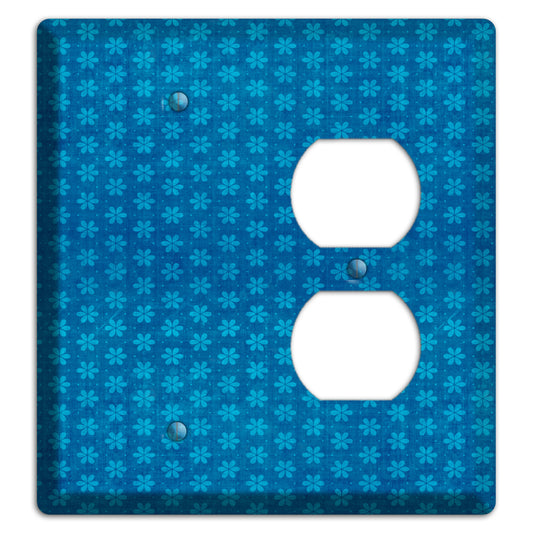 Blue Grunge Floral Contour Blank / Duplex Wallplate