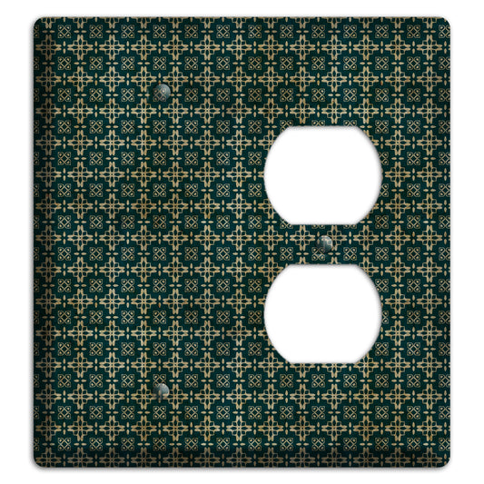 Dark Green Grunge Arabesque Blank / Duplex Wallplate