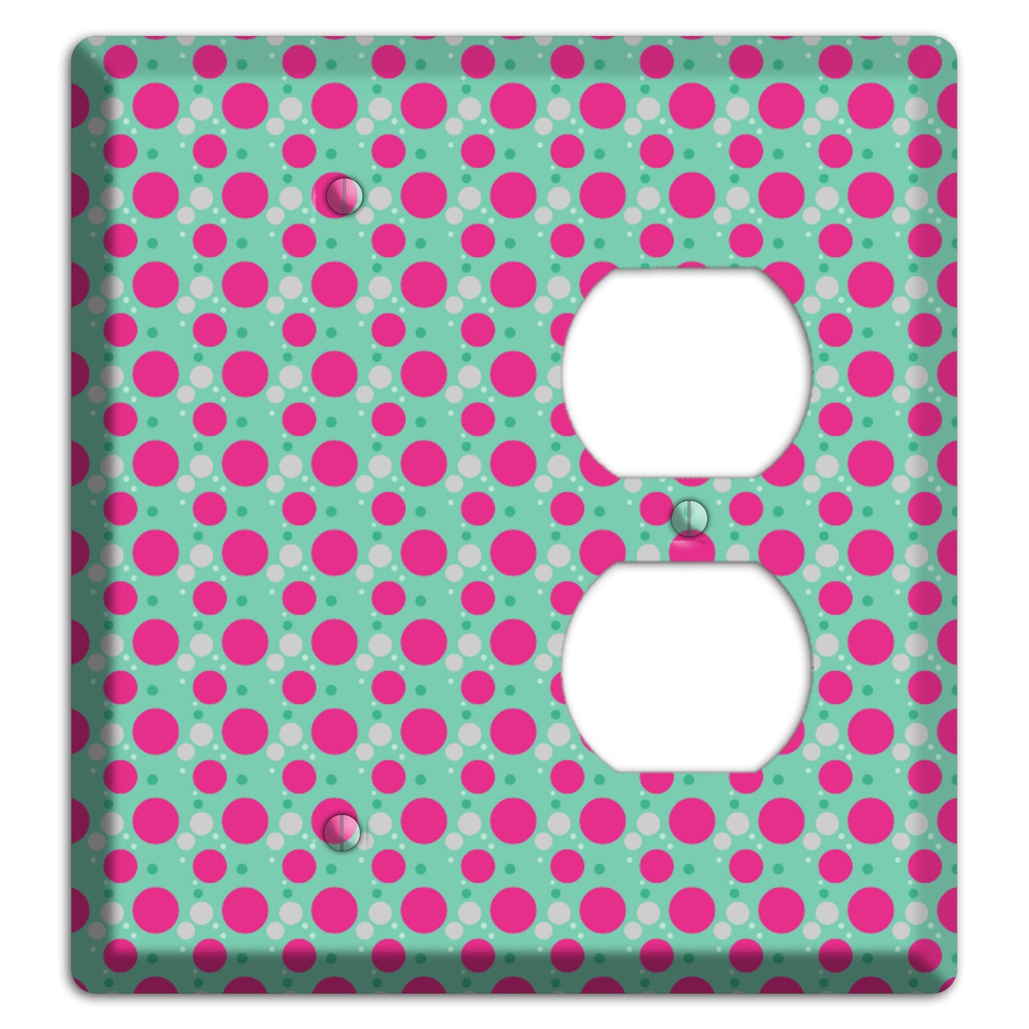 Aqua with Fuscia and Grey Small Dots Blank / Duplex Wallplate