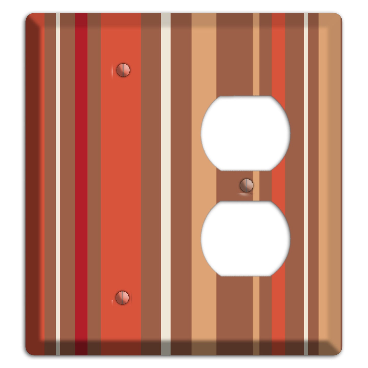 Multi Coral Vertical Stripe Blank / Duplex Wallplate