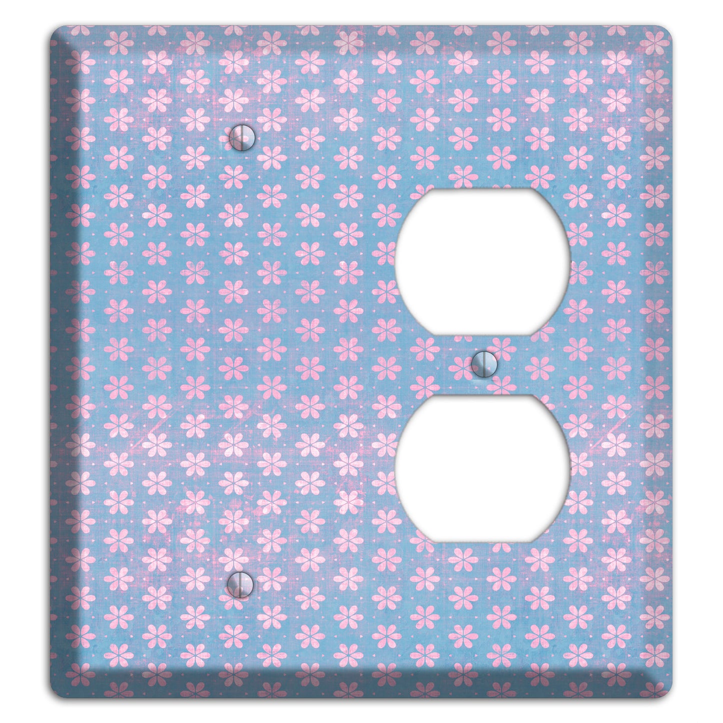 Periwinkle Grunge Floral Contour Blank / Duplex Wallplate