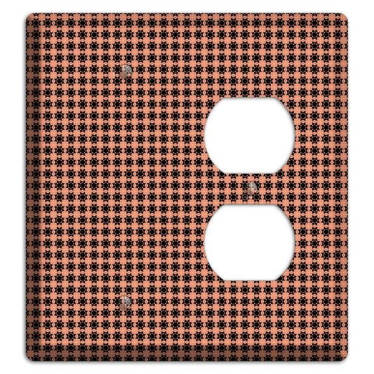 Coral and Black Arabesque Blank / Duplex Wallplate