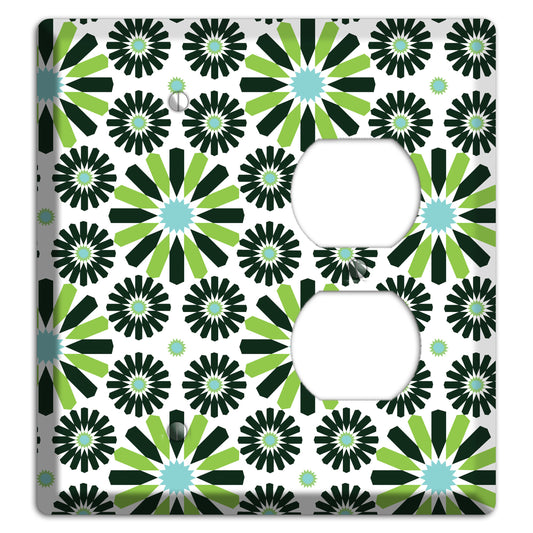 Lime and Teal Scandinavian Floral 2 Blank / Duplex Wallplate