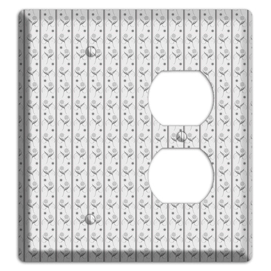 Grey Small Floral Pattern Blank / Duplex Wallplate