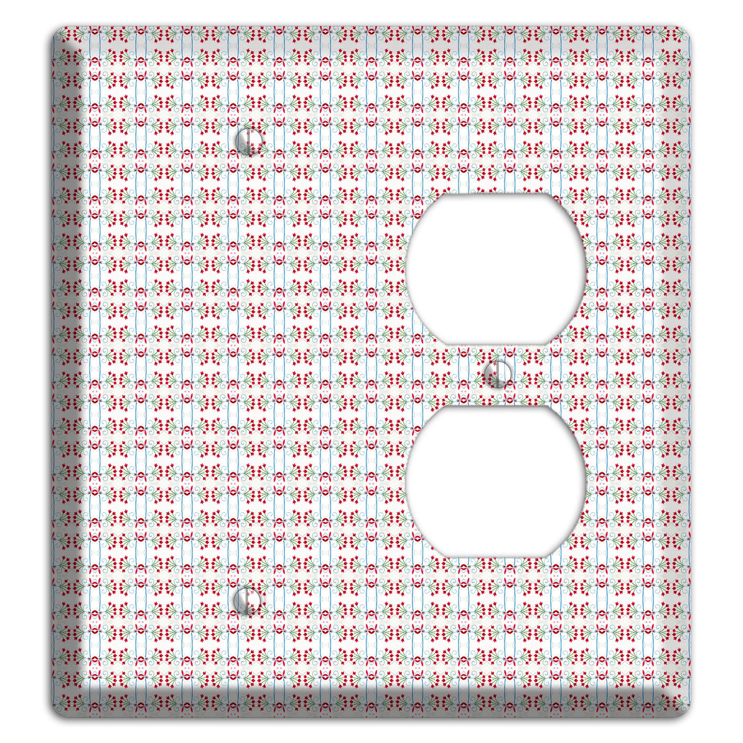 White with Red Blue Tapestry Blank / Duplex Wallplate