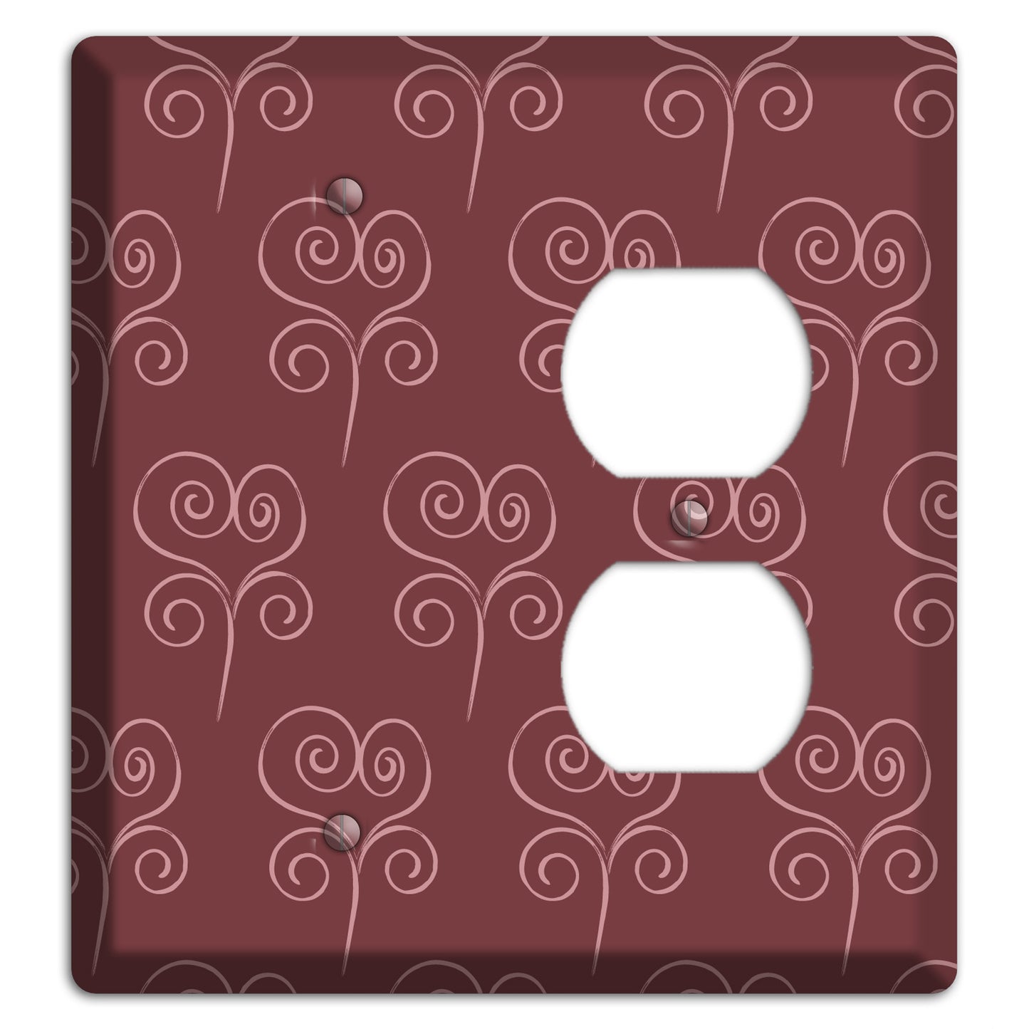 Maroon Scroll Heart Blank / Duplex Wallplate