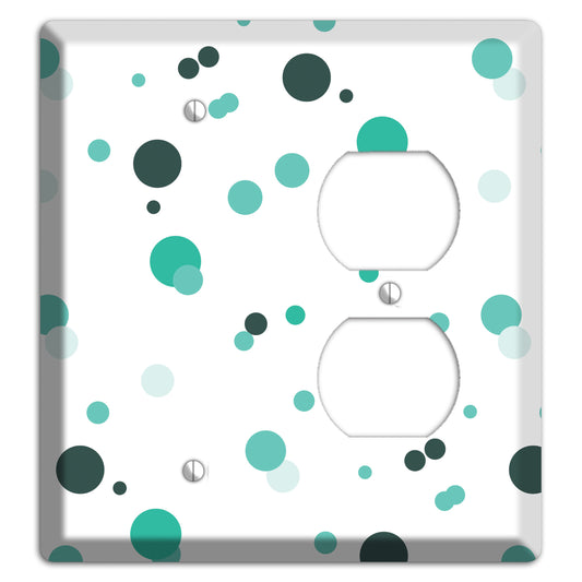 White with Multi Aqua Small Dots Blank / Duplex Wallplate