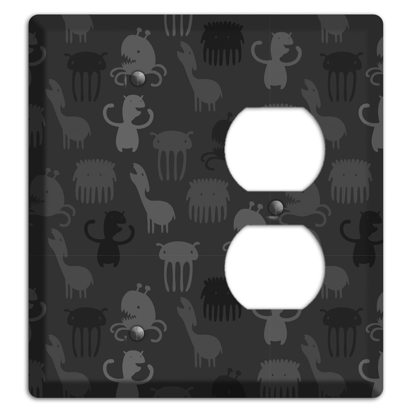 Silly Monsters Black and Grey Blank / Duplex Wallplate