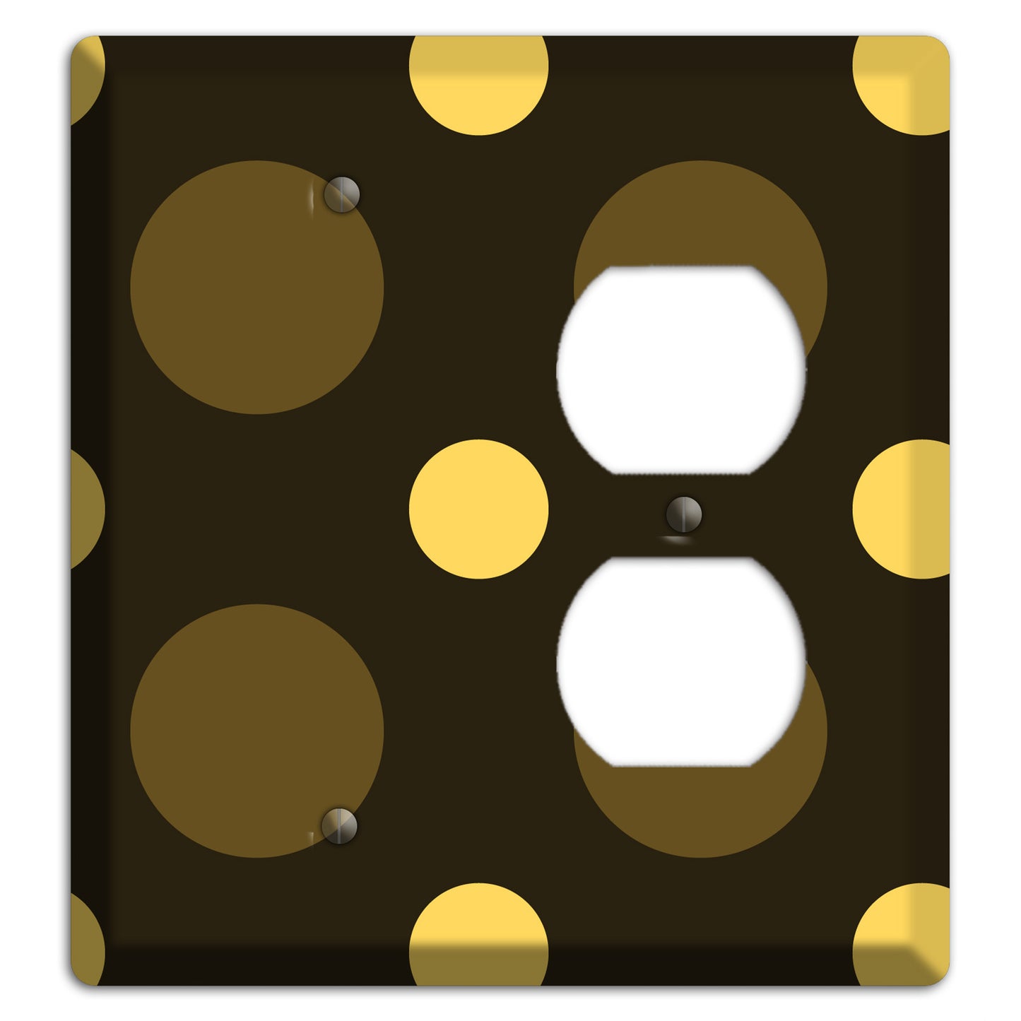 Brown with Brown and Yellow Multi Medium Polka Dots Blank / Duplex Wallplate