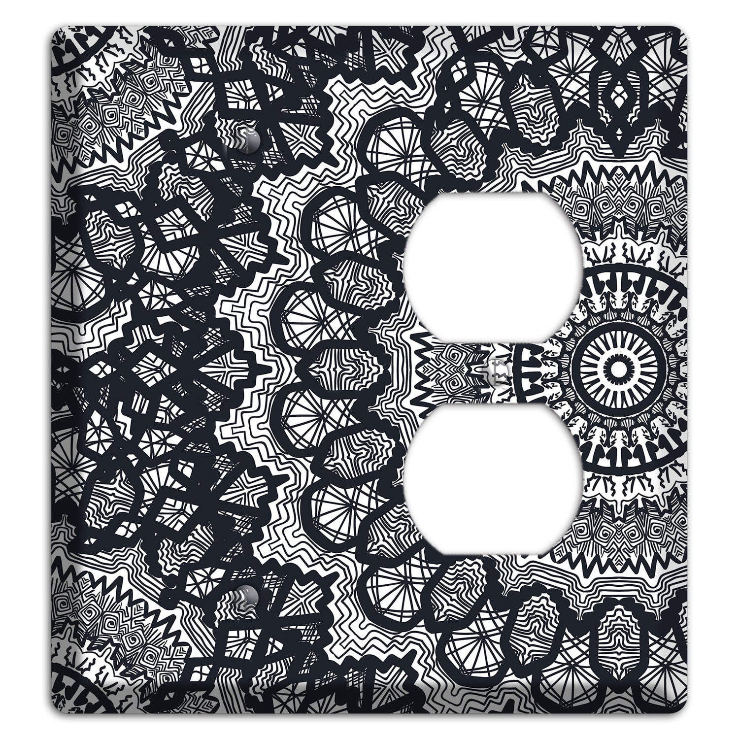 Mandala Black and White Style T Cover Plates Blank / Duplex Wallplate