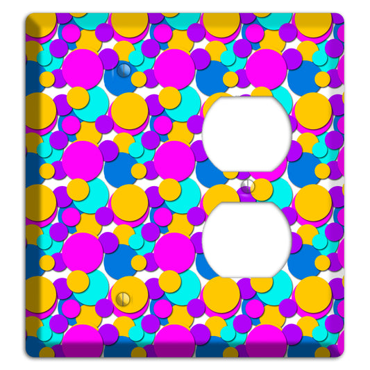 Orange Turquoise Fuschia Blue Bubble Dots Blank / Duplex Wallplate