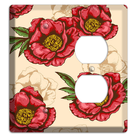 Red Peony Style A Blank / Duplex Wallplate