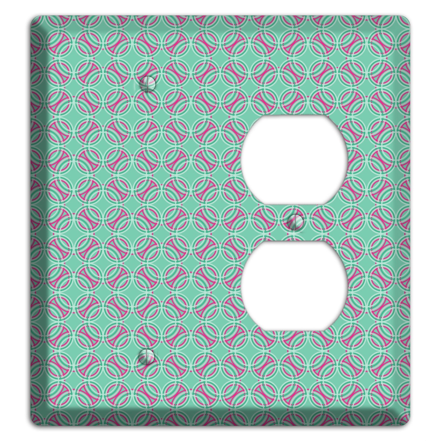 Multi Aqua with Fuschia Concentric Circles Overlay Blank / Duplex Wallplate