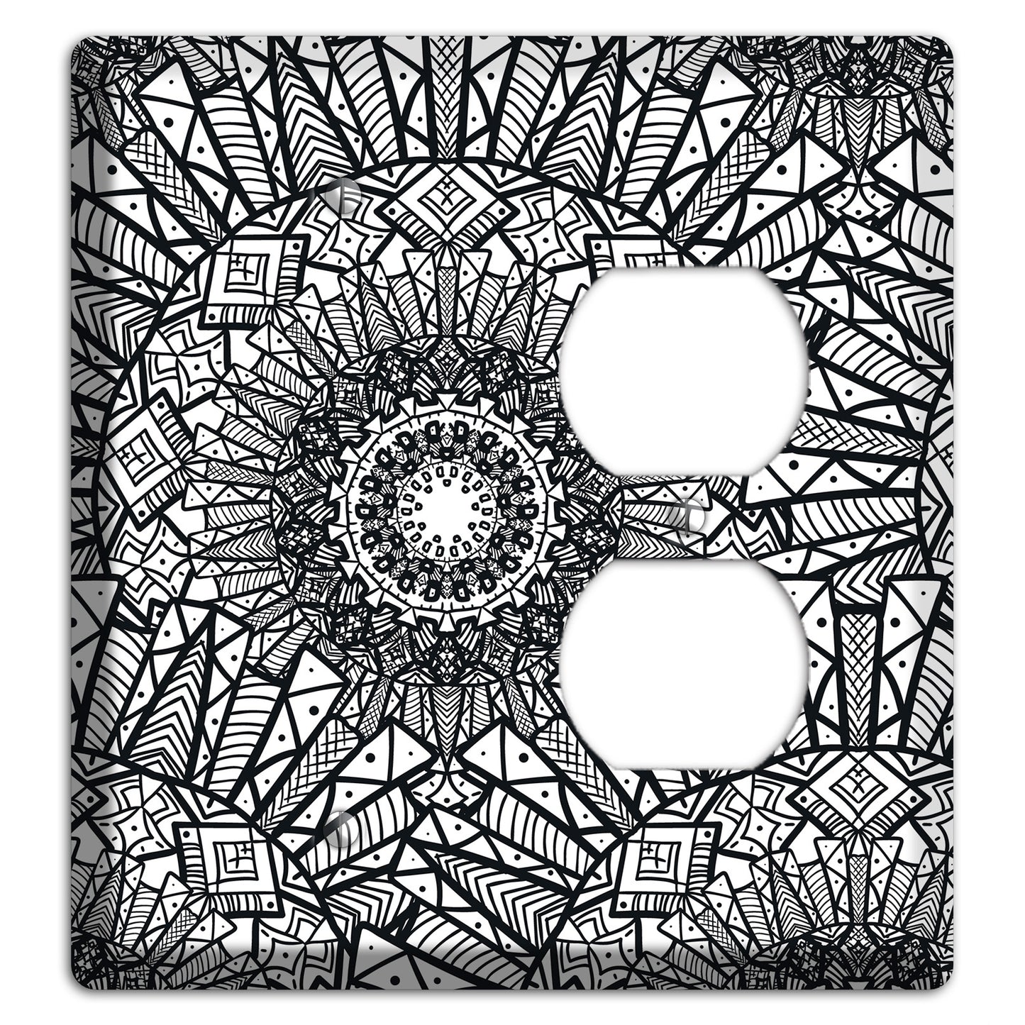 Mandala Black and White Style X Cover Plates Blank / Duplex Wallplate