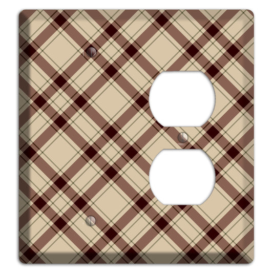 Beige and Brown Plaid Blank / Duplex Wallplate