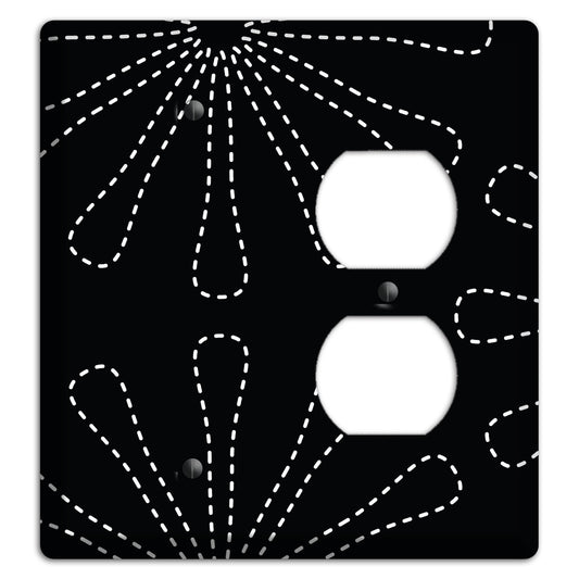 Black with White Retro Stipple Floral Contour Blank / Duplex Wallplate