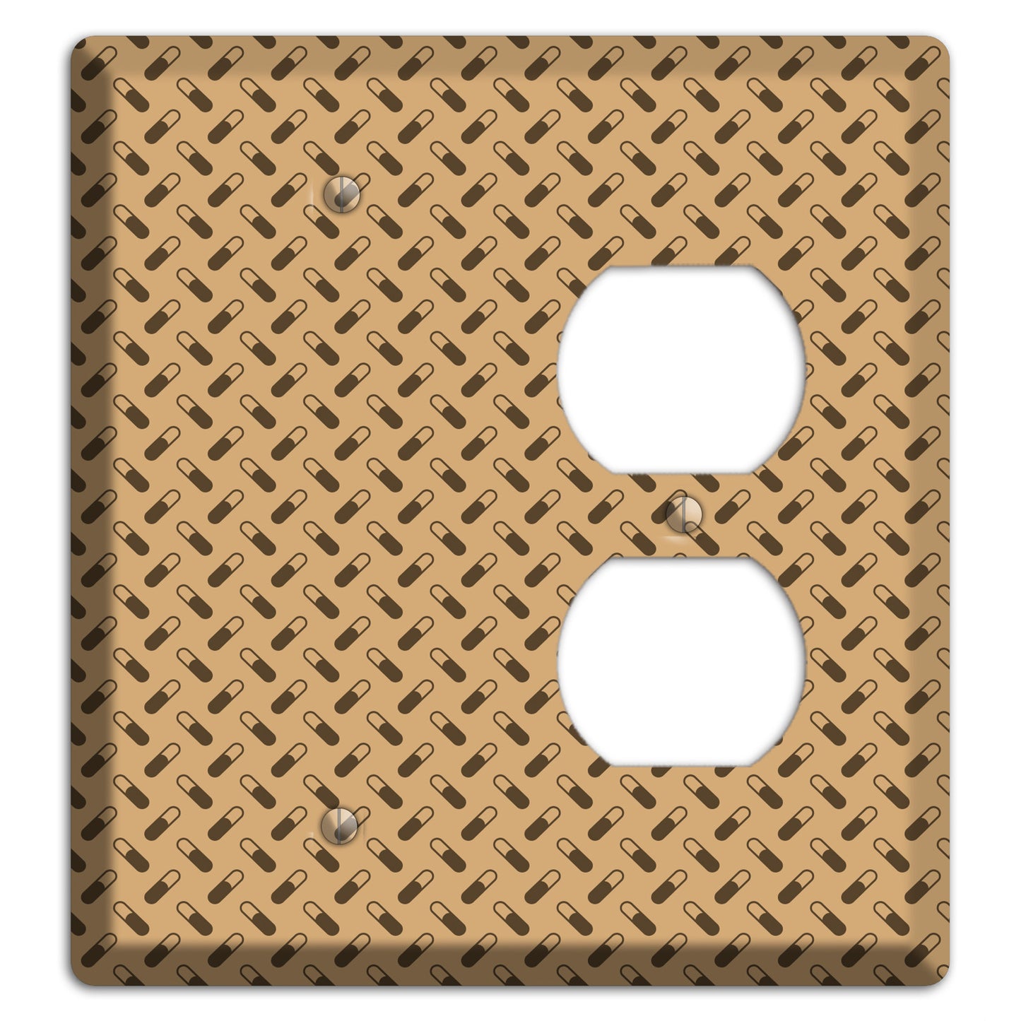 Beige with Brown Motif Blank / Duplex Wallplate