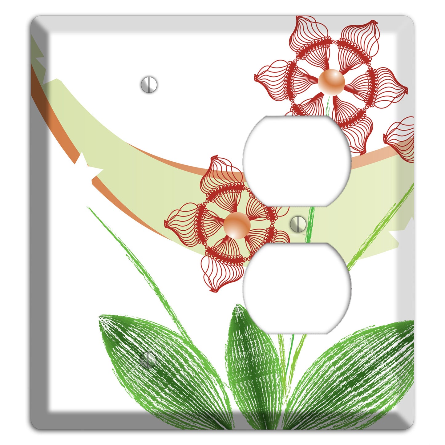 Green Abstract Flowers Blank / Duplex Wallplate