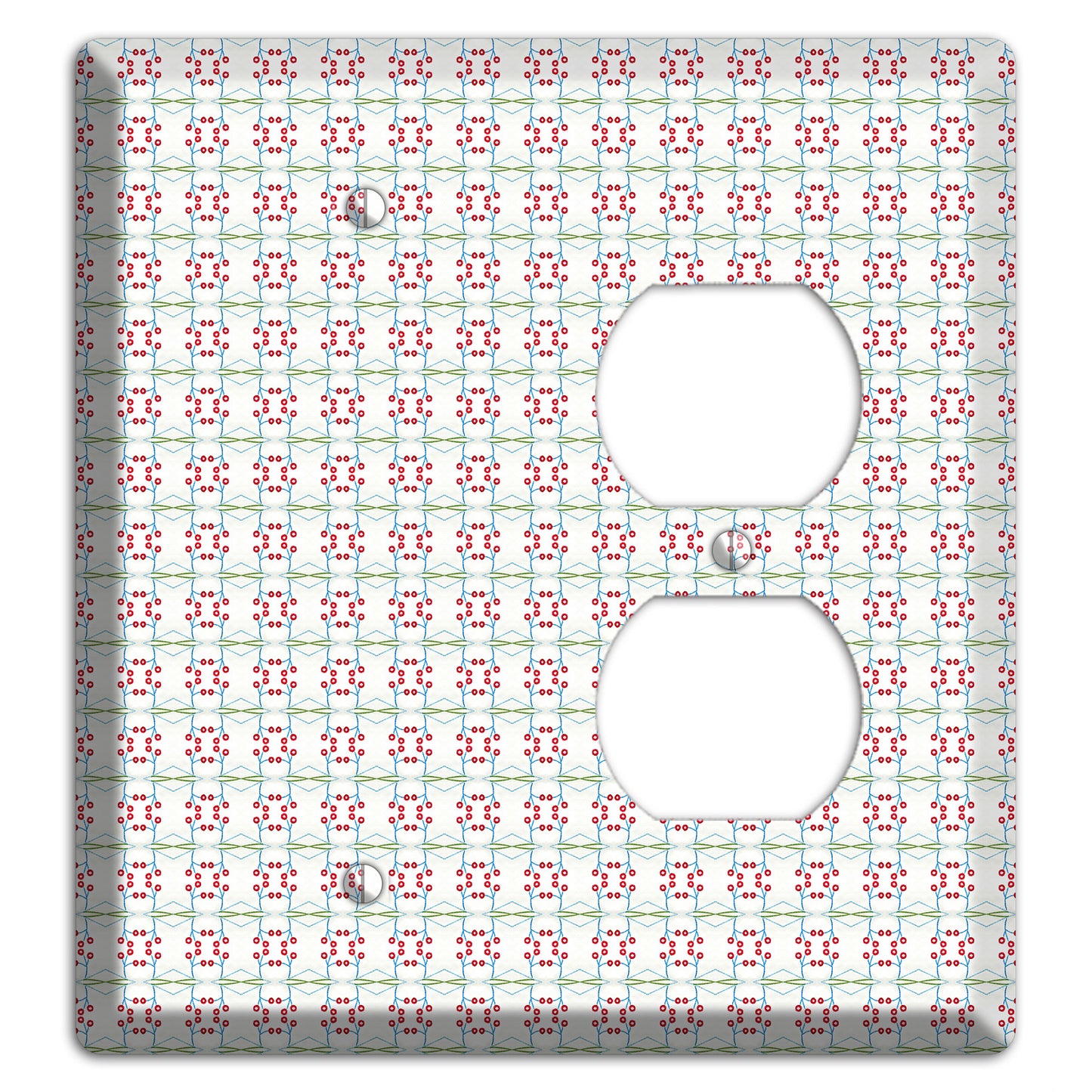 White with Red and Green Tapestry Blank / Duplex Wallplate