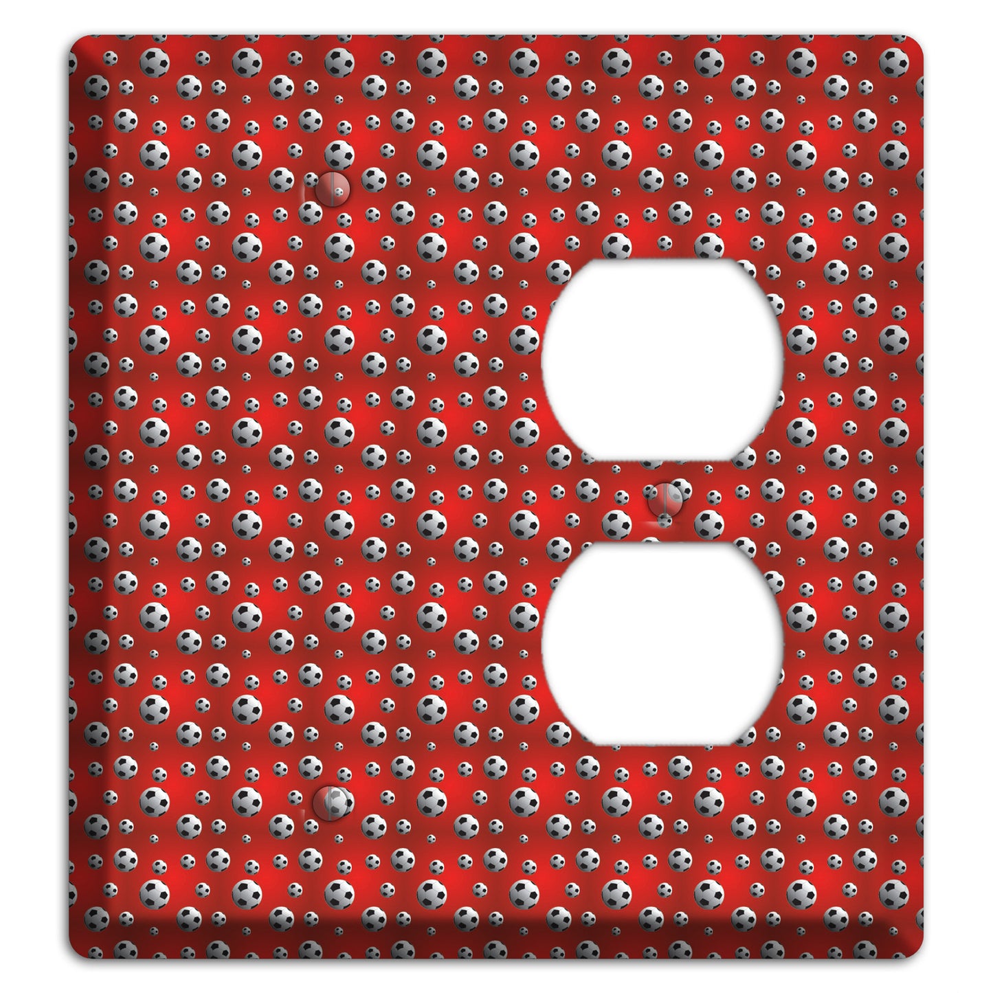 Red with Soccer Balls Blank / Duplex Wallplate