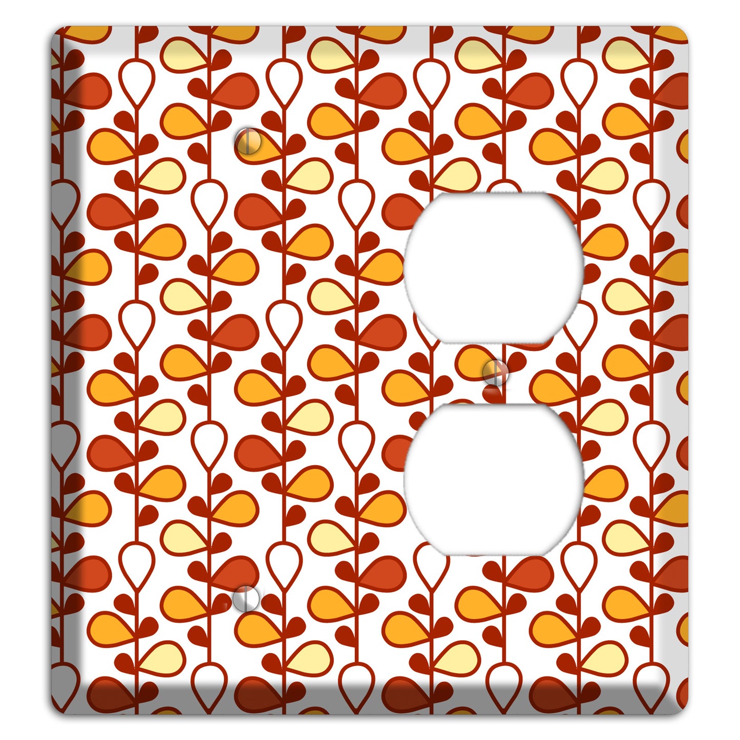 White with Red and Orange Drop and Vine Blank / Duplex Wallplate