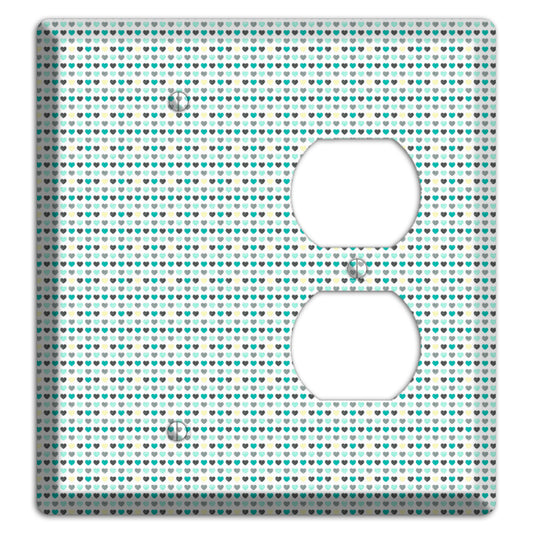 Multi Teal Grey Yellow Optical Hearts Blank / Duplex Wallplate