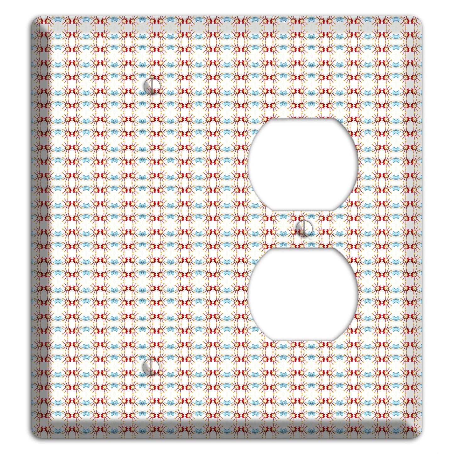 Off White with Red Blue Retro Tapestry Blank / Duplex Wallplate