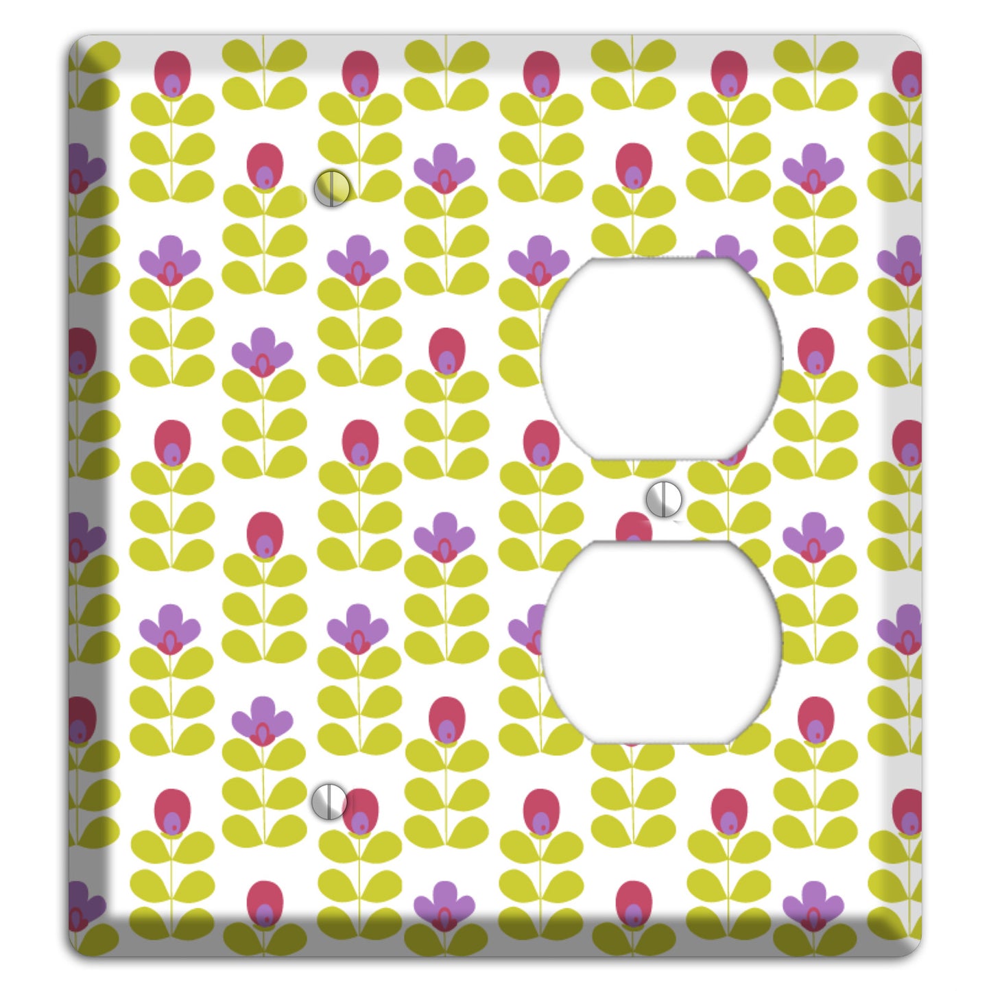 Yellow Deco Floral Half Drop Blank / Duplex Wallplate