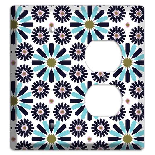 Dusty Blue and Olive Scandinavian Floral Blank / Duplex Wallplate