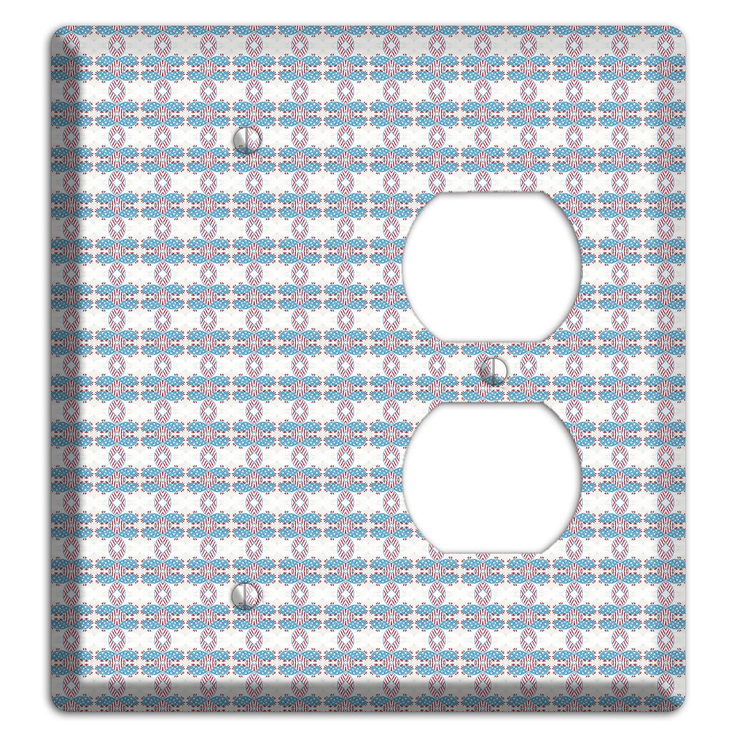 White with Faded Blue and Red Tapestry Blank / Duplex Wallplate