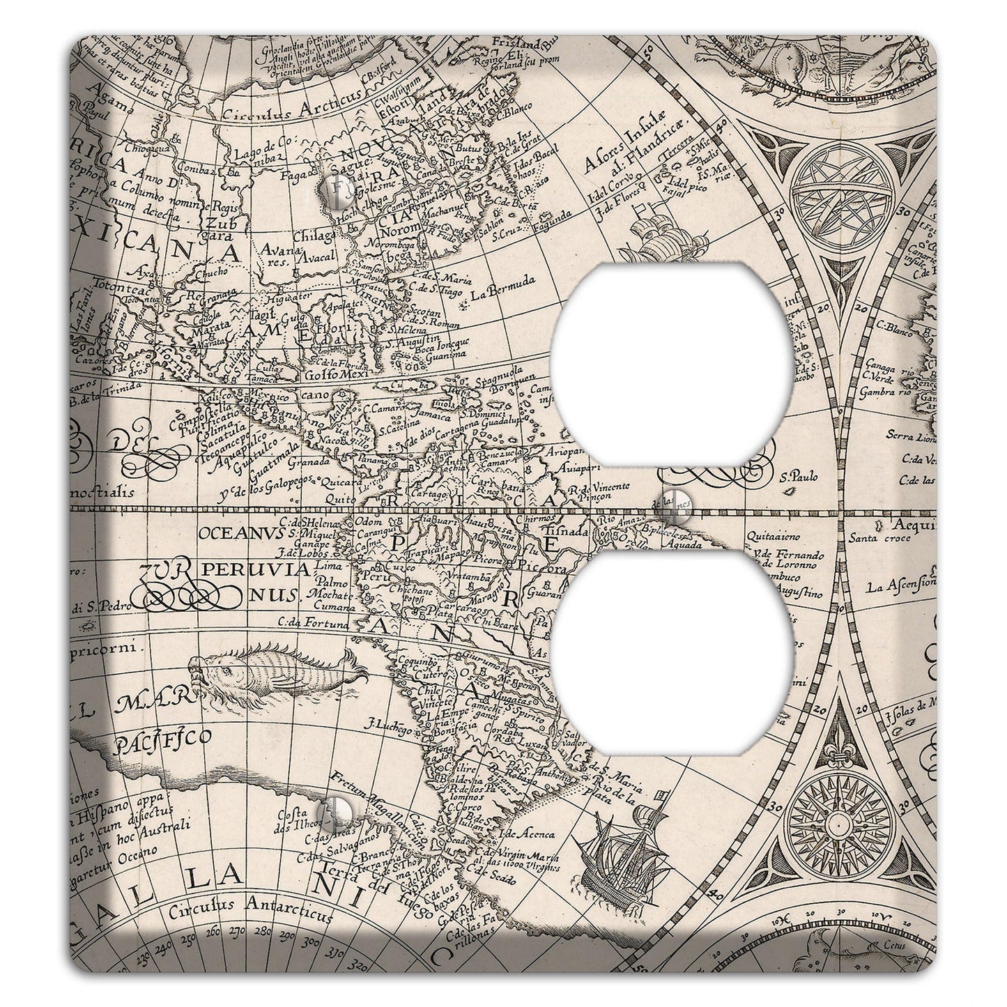 Map of South America Blank / Duplex Wallplate