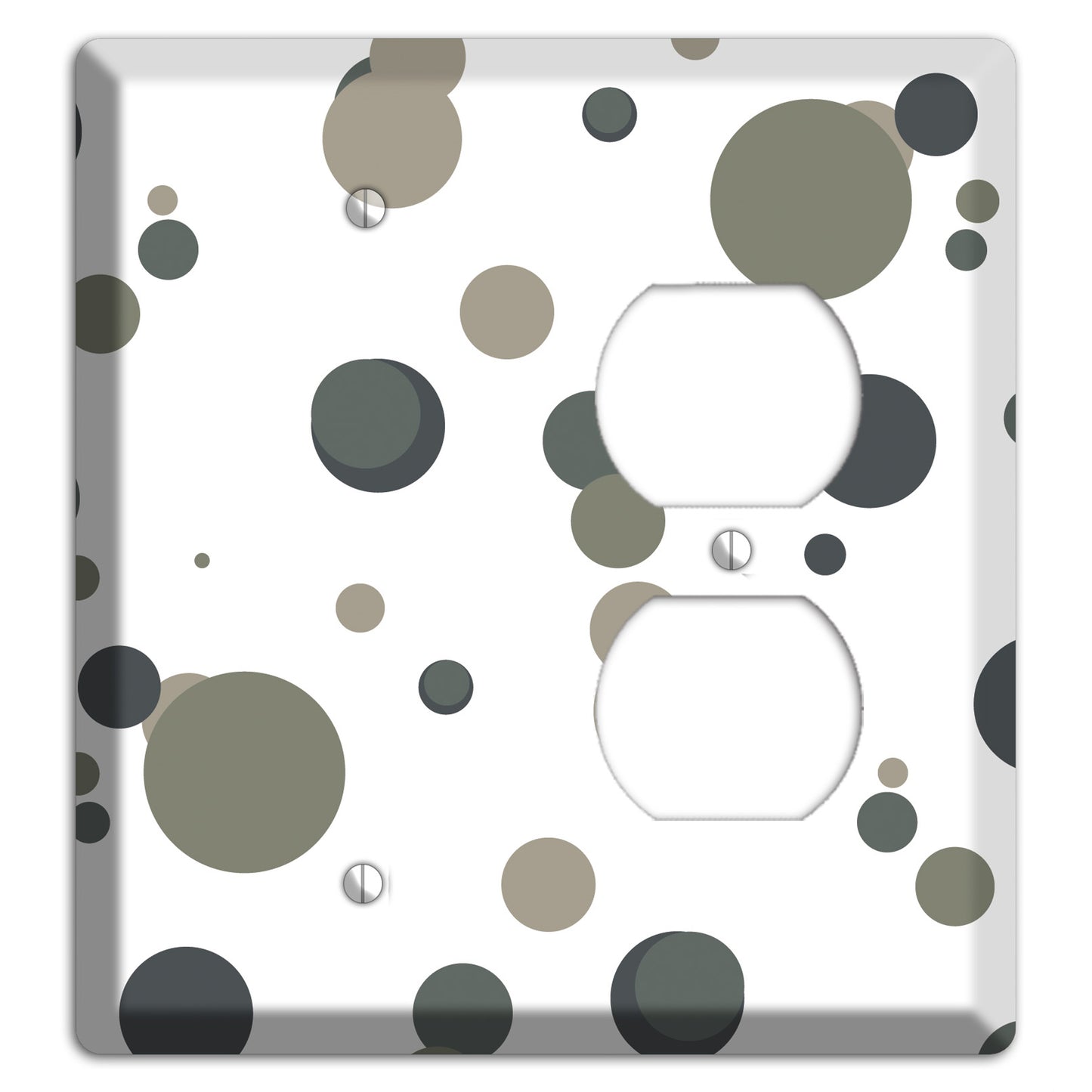 White with Multi Grey Medium Dots Blank / Duplex Wallplate