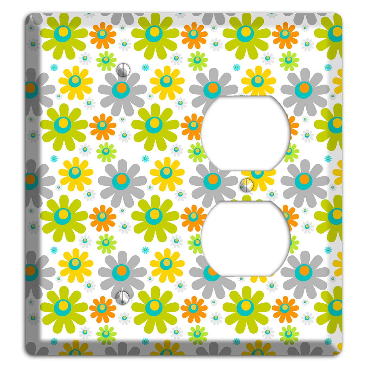 White and Yellow Flower Power Blank / Duplex Wallplate