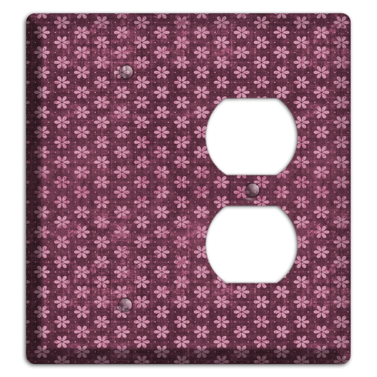 Burgundy Grunge Floral Contour Blank / Duplex Wallplate