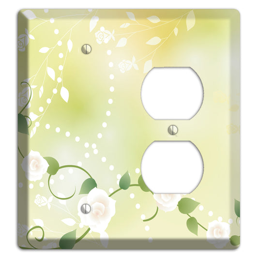 Green Delicate Flowers Blank / Duplex Wallplate