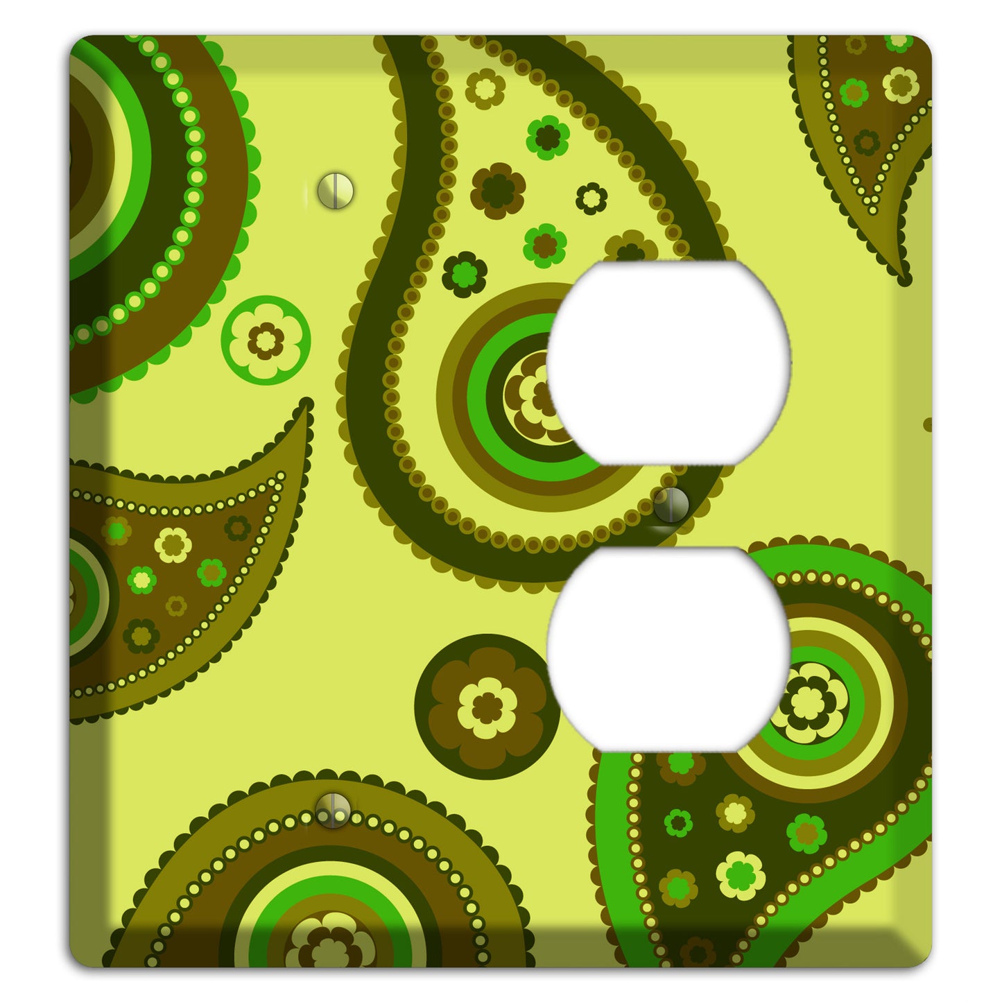 Bright Green Paisley Blank / Duplex Wallplate