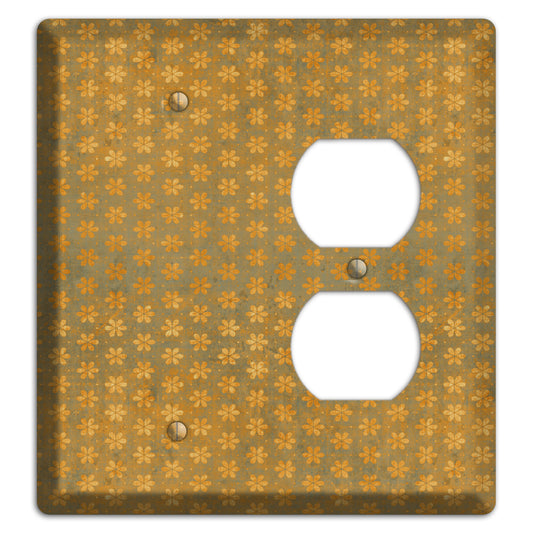 Olive Grunge Floral Contour Blank / Duplex Wallplate