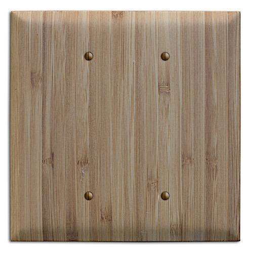 Caramel Bamboo Wood Double Blank Cover Plate:Wallplates.com