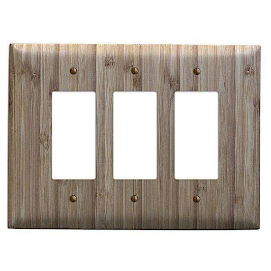 Caramel Bamboo Wood Triple Rocker Cover Plate:Wallplates.com