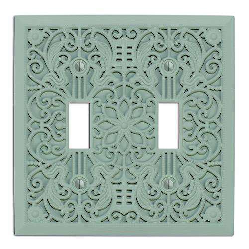 Tower Ash Green Filigree Shabby Chic Double Toggle:Wallplatesonline.com